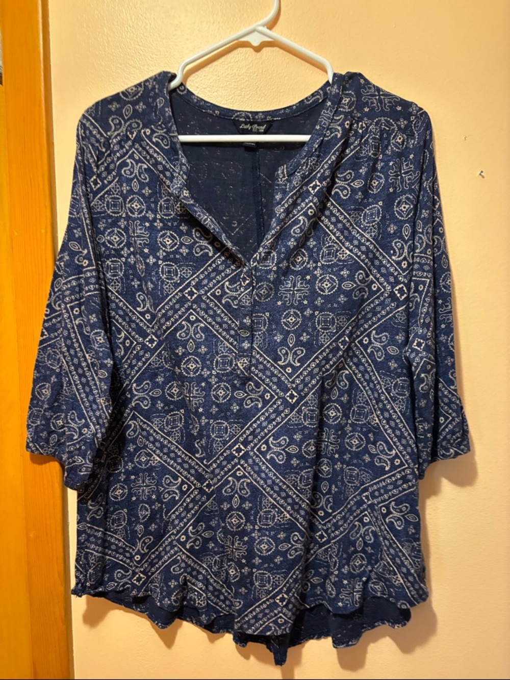 Lucky Brand Navy Bandana-Print V-Neck Tunic